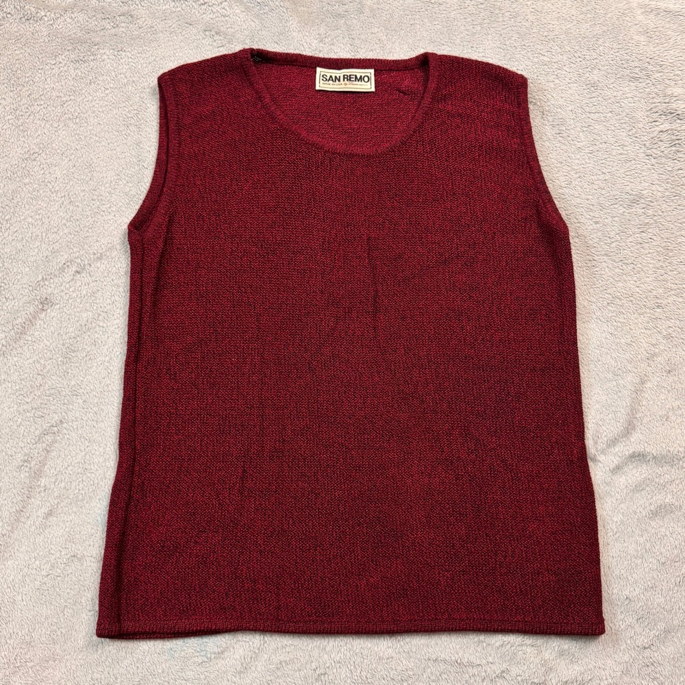 Vintage SAN REMO by Laura Knits Sleeveless Knit‎ Top Women's Burgundy Size M